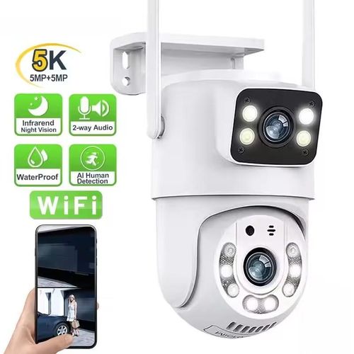 Partagez ce produit    Caméra PTZ HD à Double Objectif 1080p, Caméra Réseau Sans Fil à Double Objectif Avec Vision Nocturne, Caméra De Sécurité Intelligente