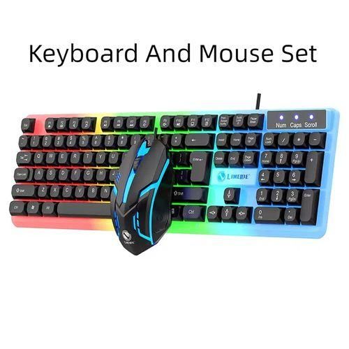 Clavier et souris filaire 104 touches clavier de jeu interchangeable à chaud lumière RGB pour Mac ordinateur Windows PC Gamers ordinateur portable bureau