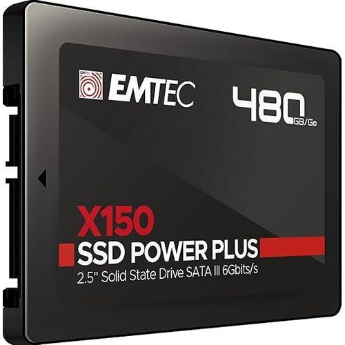 Emtec Disque Dur SSD Interne 2,5" - SATA - Collection X150 Power Plus - 3D NAND - 480Go - 10x Plus Rapide